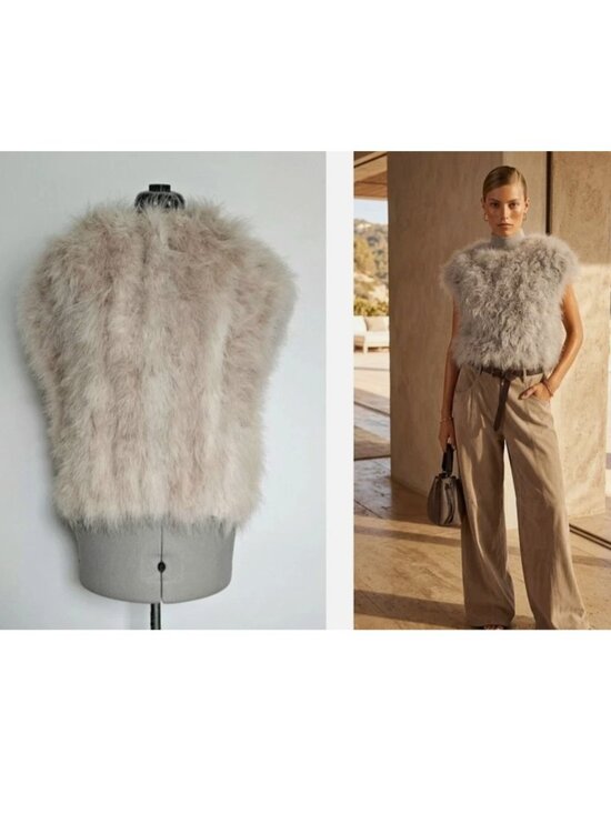Brunello Cucinelli Sweaters - BRUNELLO CUCINELLI stunning! 100% cashmere & ostrich knit vest top $7,800 s/m